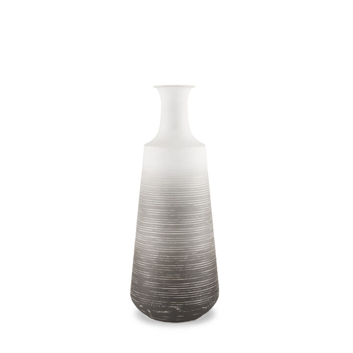 HomeRoots 20" Gray And White Ombre Metal Table Vase