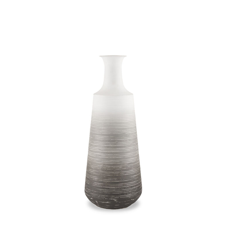 HomeRoots 20" Gray And White Ombre Metal Table Vase image number 0