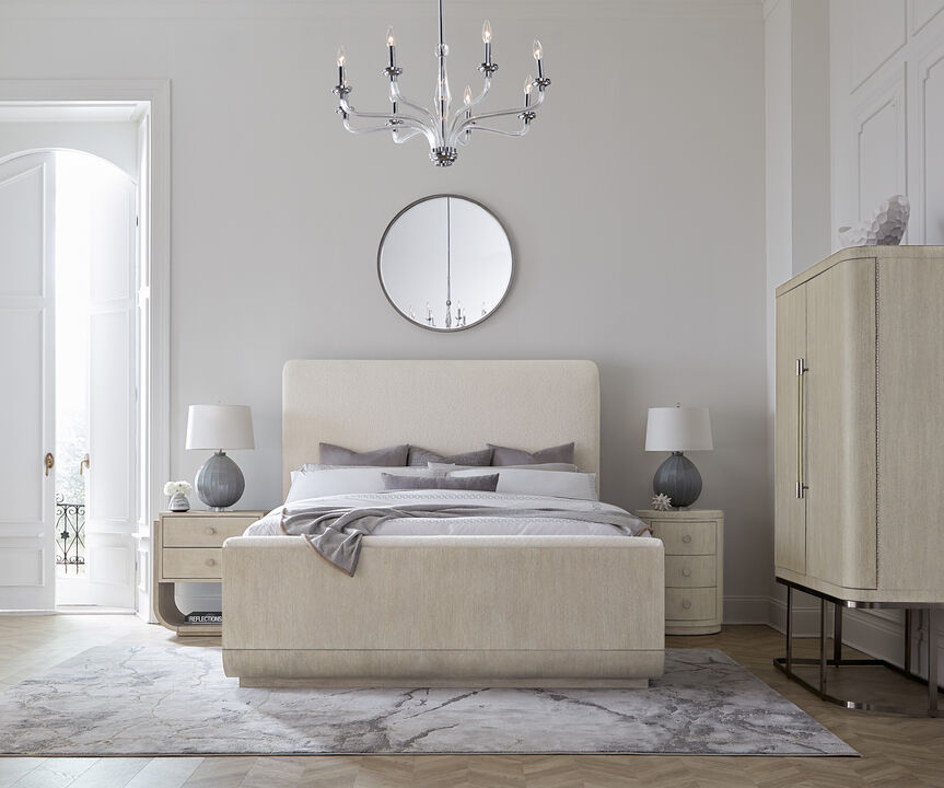 Modern Mood Cal King Beige Upholstered Panel Bed
