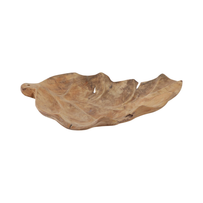 24" Teak Leaf Bowl, Natural image number 0