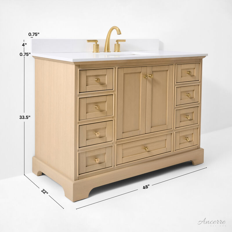 Audrey 48 in. Bath Vanity Set in Oak finish with white quartz Vanity Top and White Undermount Basin