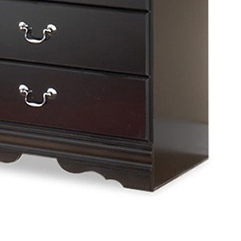 Yara Tall Dresser Chest, Classic Black, 5 Drawers Pewter Metal Handles