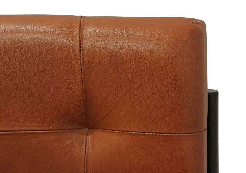 HomeRoots Tufted Cinnamon and Black Upholstered Leather Dining Side Chair image number 4
