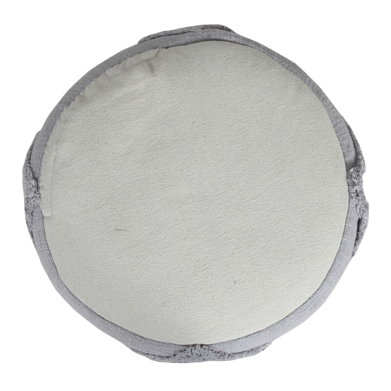 Cotton Cylinder Geometric Pouf Ottoman &ndash; Round Upholstered Footrest for Living Room