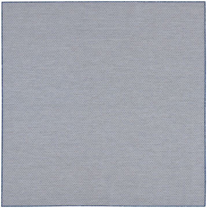 HomeRoots 6' Ivory And Blue Square Geometric Indoor Outdoor Area Rug