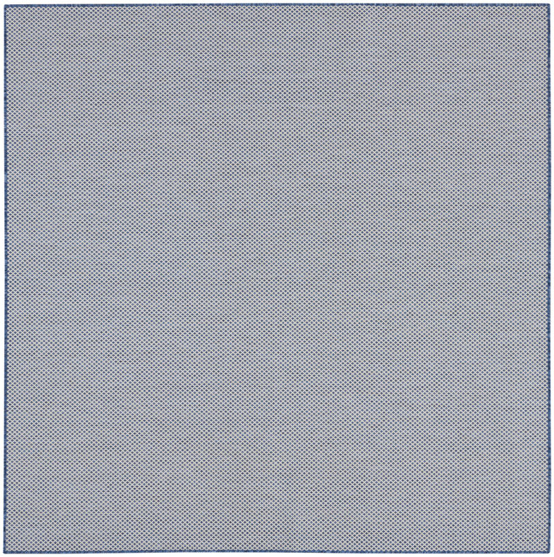 HomeRoots 6' Ivory And Blue Square Geometric Indoor Outdoor Area Rug image number 0