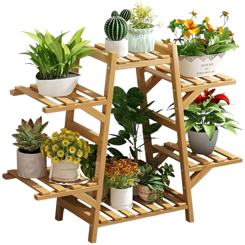 6-Shelf Flower Pot Wooden Plant Stand &ndash; Ideal for Indoor/Outdoor Gardens