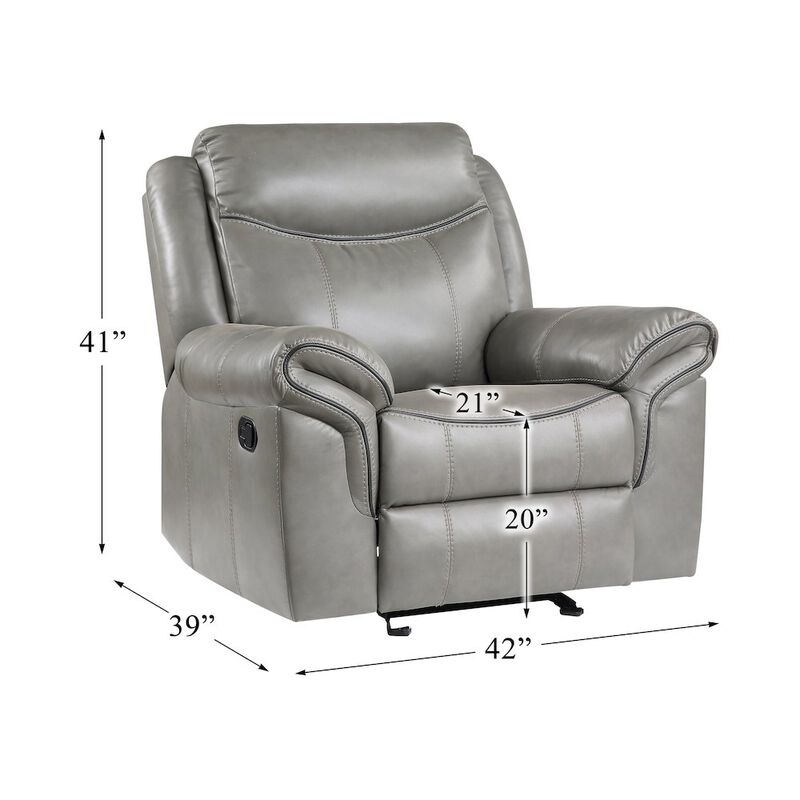 Lexicon Aram Faux Leather Glider Reclining Chair In Gray