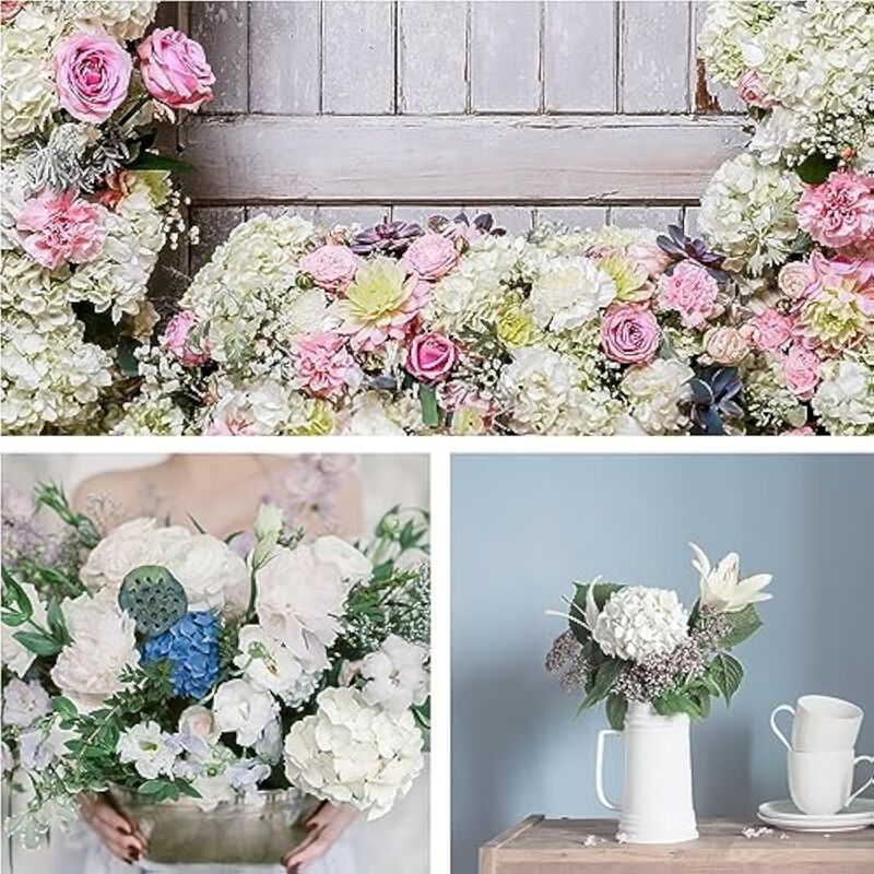 26 Piece Ivory Artificial Hydrangea Flower Heads Wedding Centerpiece Decor image number 3
