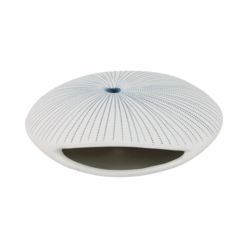 10x9" Round Dotted Shell Vase, White/blue image number 5