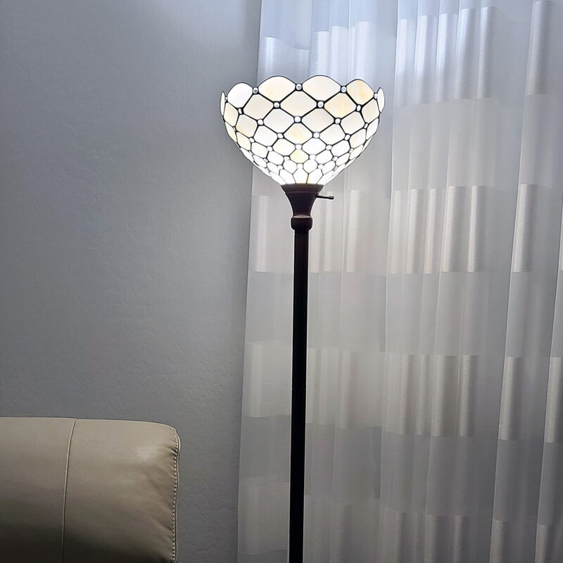 Hivvago 62" Brown And White Floor Lamp With White Glass Bowl Shade