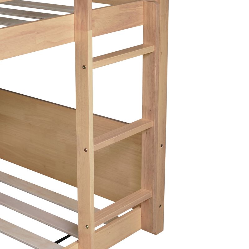 Whisen Twin Over Twin House Floor Bunk Bed with Headboards, Footboards, Guardrails and Ladder