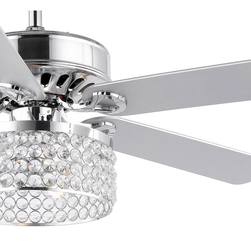 Kristie 3-Light Crystal/Metal Modern Glam Drum LED Ceiling Fan With Remote