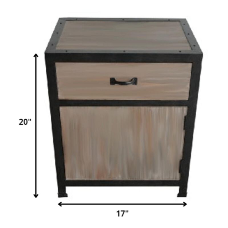 Hivvago 20 Inch  Brown Solid Wood End Table With Drawer