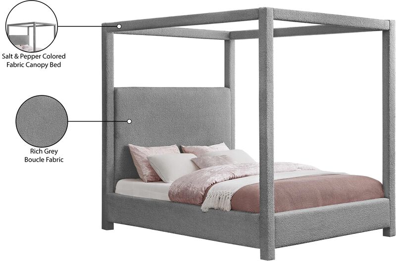 Meridian Furniture Eden Grey Boucle Fabric King Bed