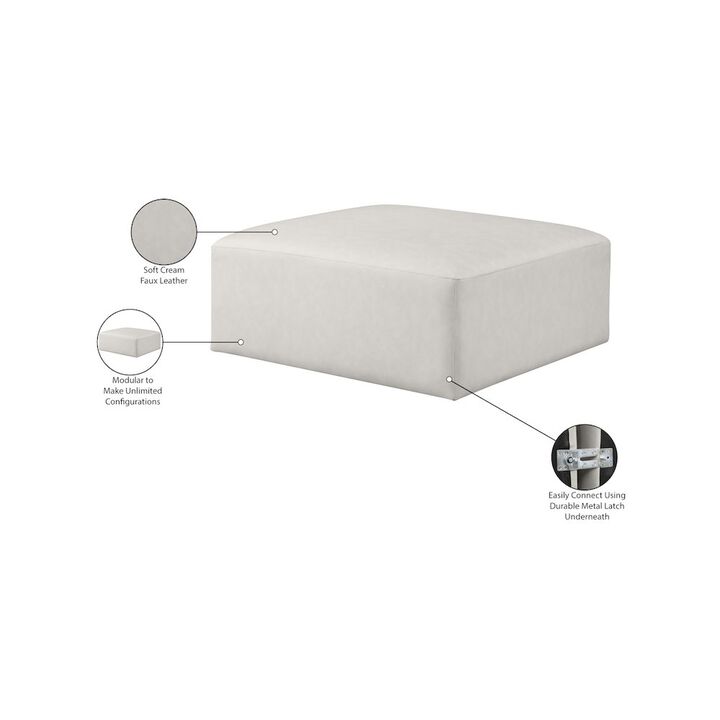 Meridian Furniture Cube Cream Vegan Leather Ottoman