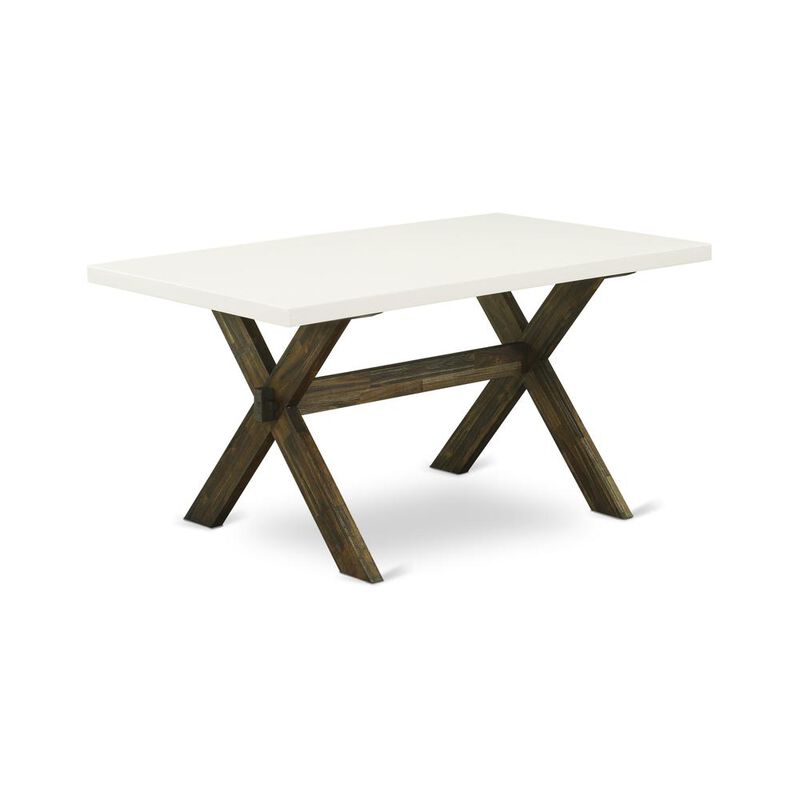 Dining Table Distressed Jacobean & Linen White