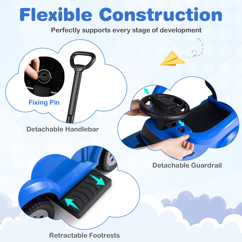 Toddler 3 in 1 Push Ride On Car for Park Backyard and Outdoor Use image number 6