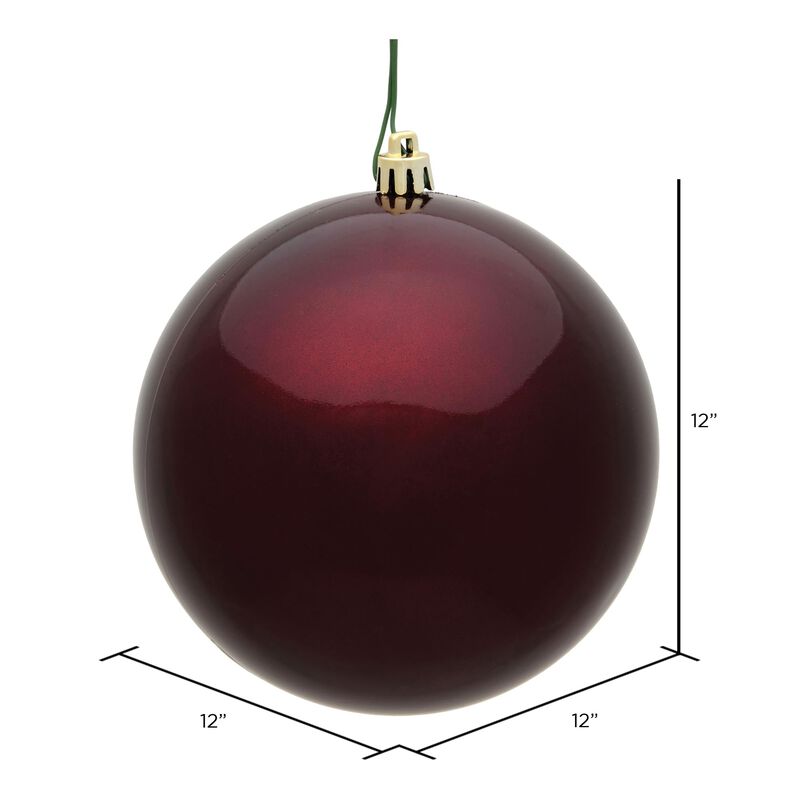 Vickerman 12" Burgundy Candy Ball Ornament. image number 1