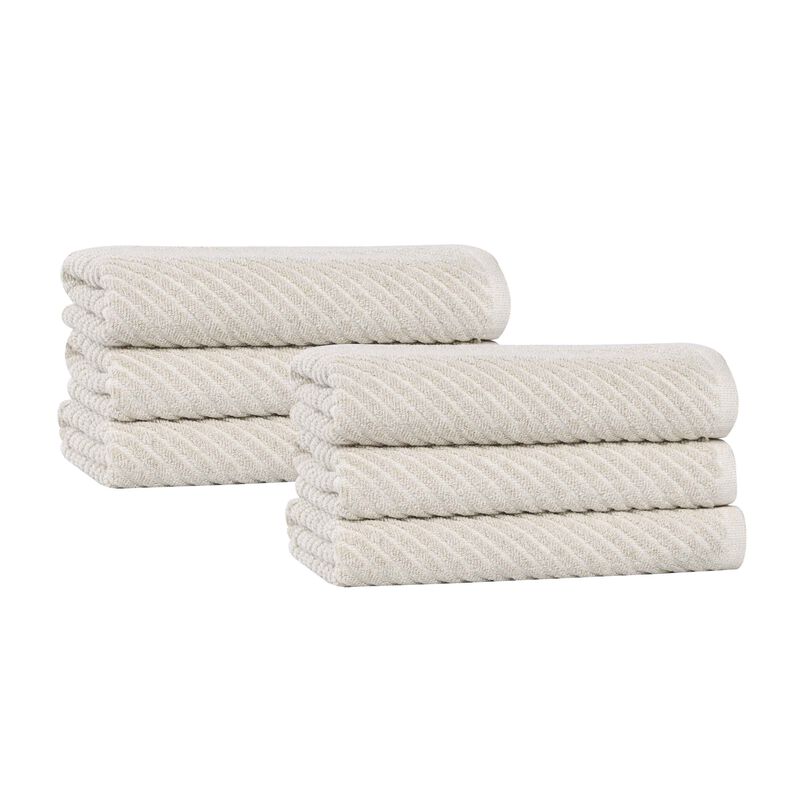 Cotton Blend Ribbed Hand Towels Set of 6, Soft Quick Dry Absorbent Towels for Daily Use image number 0