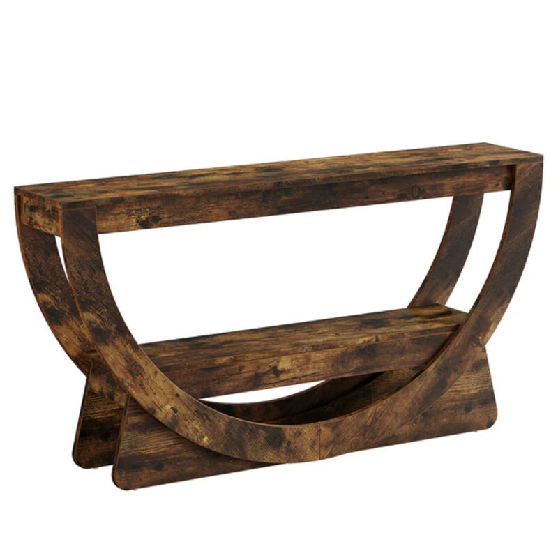 Entryway 2-Tier Console Table with Arched Frame & Storage Shelves &ndash; Dark Brown image number 0