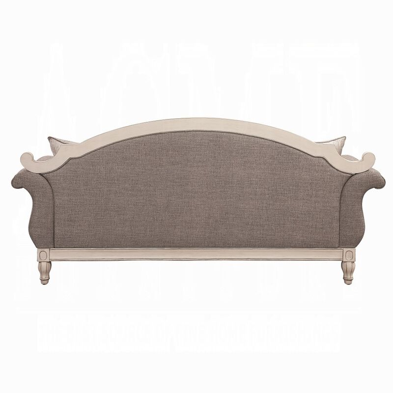 Fil Classic Sofa with 4 Pillow, Button Tufting, Antique White Trim 88 Inch image number 3