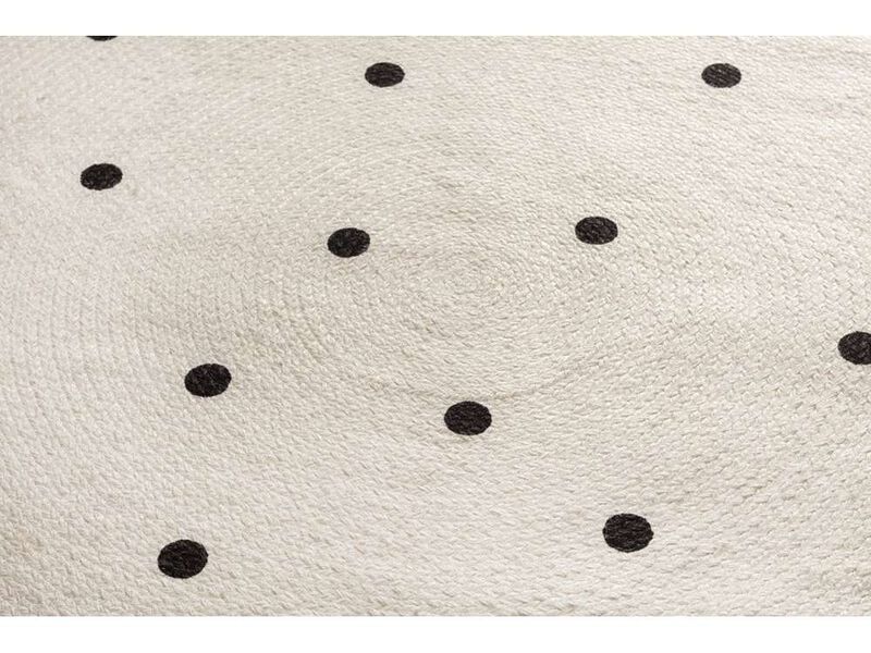Totit Beige and Black Spotted Round Jute Rug image number 4