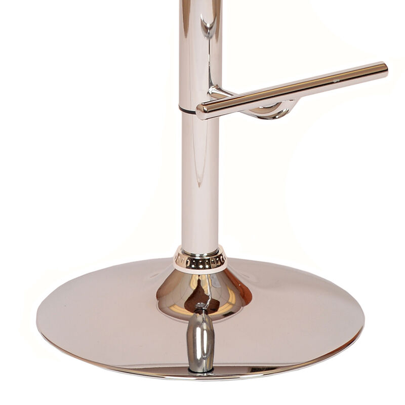 Paris Black Faux Leather Adjustable Height Swivel Walnut Wood and Chrome Stool