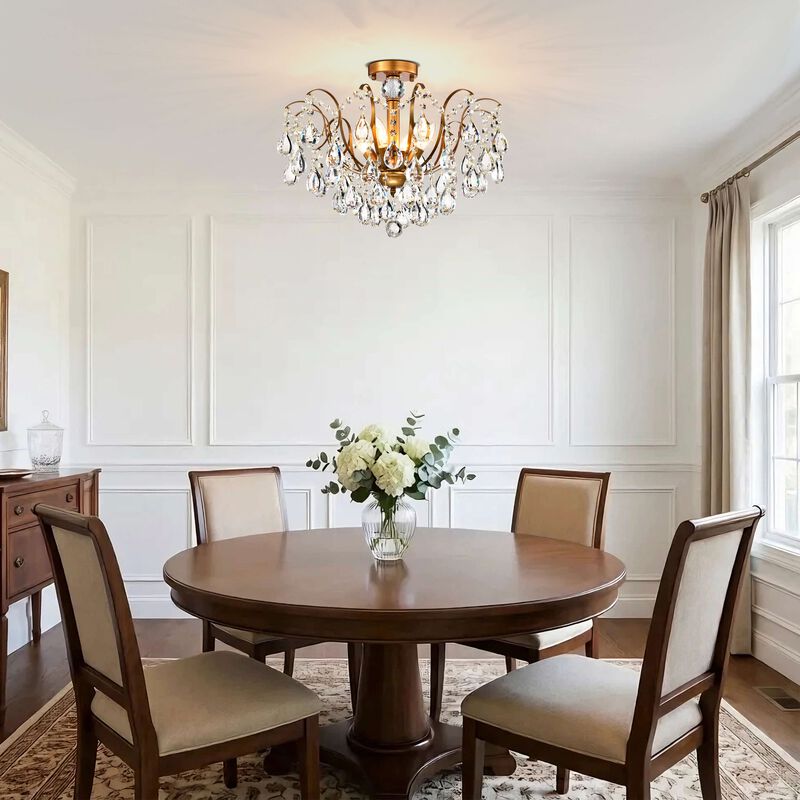Evelyn 20 Inches 6 Lights Glam Crystal Chandelier - Medium‑gloss Brushed Brass Finish image number 7