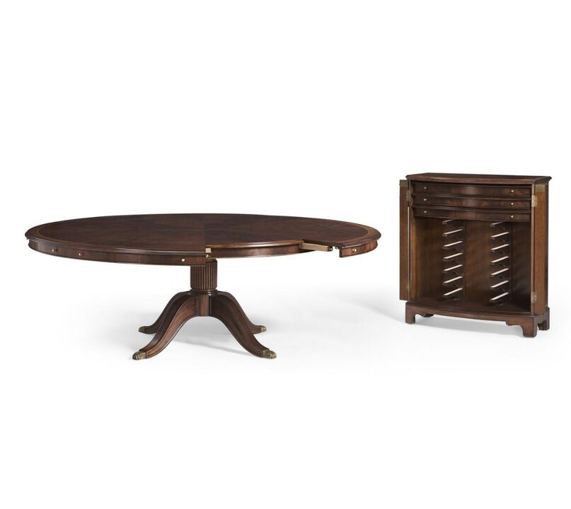 Mahogany Extending Dining Table with Storage Cabinet for Leaves