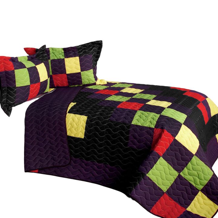 Break Free Party Quilted Patchwork Quilt Set 3PC Queen Size Cozy Bedding
