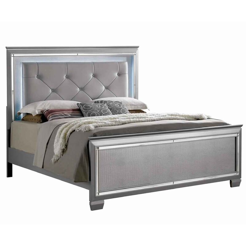 Queen Bedroom Set, Gray Wood, 3 Piece Set with 2 Nightstands image number 2