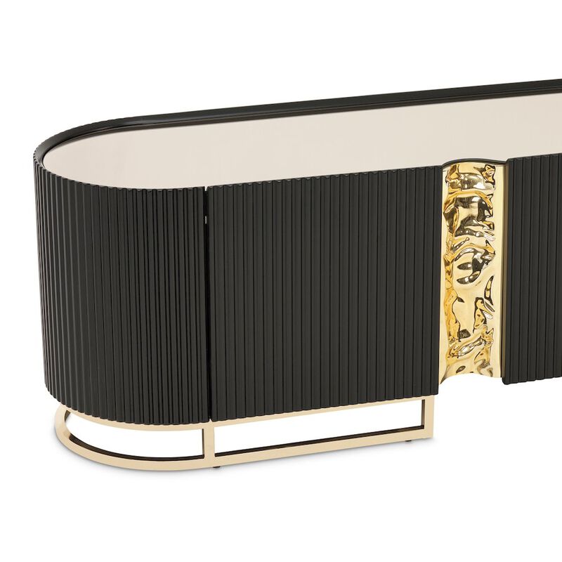 Michael Amini Lisbon Media Cabinet - Silken Matte Black