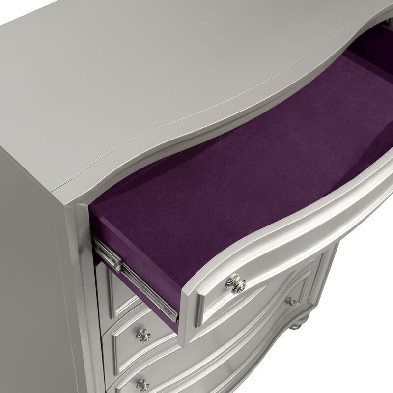 New Classic Furniture Reflections Wood 5-Drawer Chest, Silver