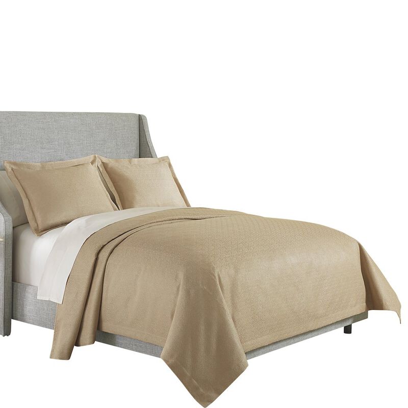 Michael Amini Alton 3-Piece Queen Bed Throw/Coverlet Set - Gold image number 1