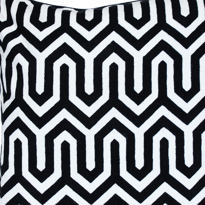 HomeRoots 20" Black Geometric Cotton Throw Pillow image number 3