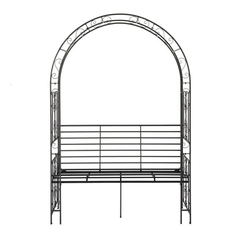 Double Layer Iron Garden Arch &ndash; Arc Roof with Chair for Courtyard or Patio