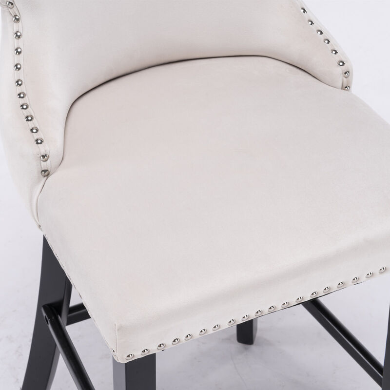 Streamdale Velvet Wingback Bar Stools with Button Tufted Decoration, Set of 2 image number 6