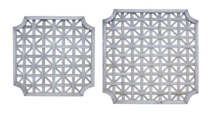HomeRoots Set of Two Gray Geometric Solid Wood Square Framed Art image number 2