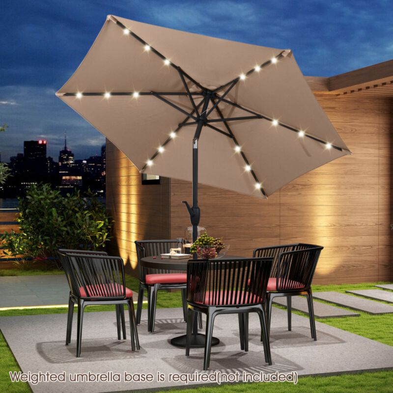 7.5 Feet Solar Powered Patio Umbrella with LED Lights and Crank Handle image number 2