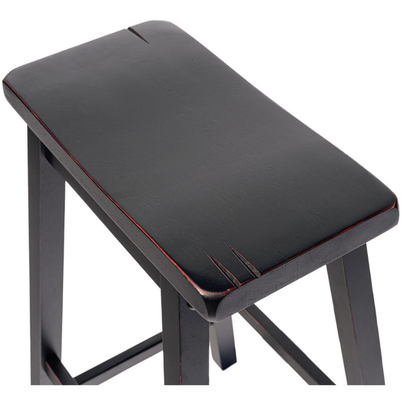 Legacy Decor Saddleback Seat Height Wood Bar Stool in Distressed Finish (Set of 2)