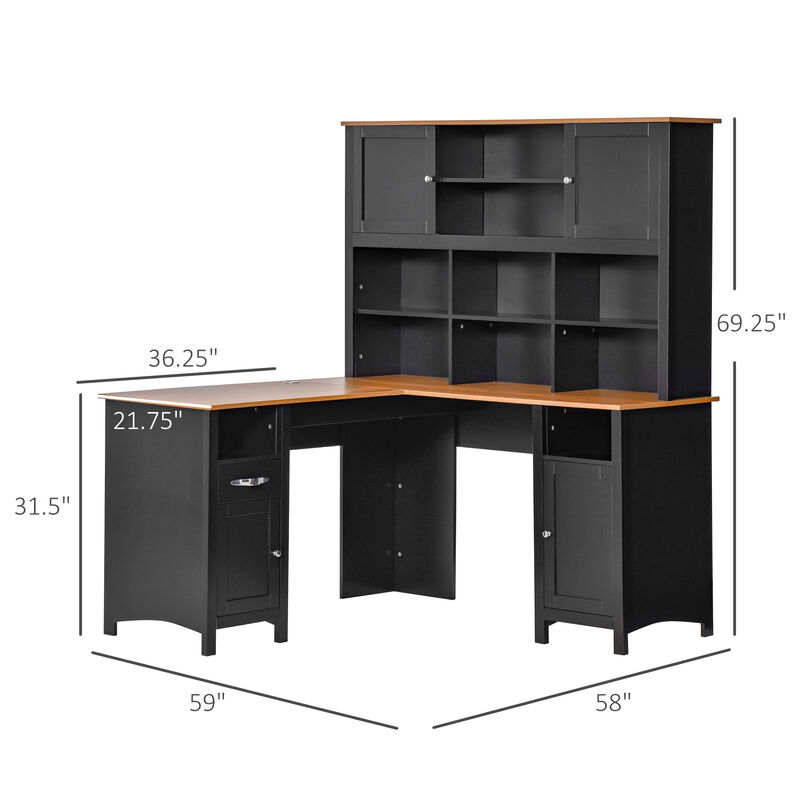 Hivvago 59" L-Shaped Desk with Hutch and Storage image number 2
