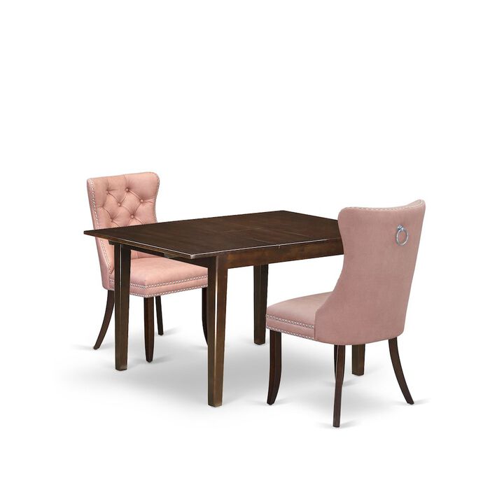 3 Piece Dining Set Consists of a Rectangle Kitchen Table with Butterfly Leaf
