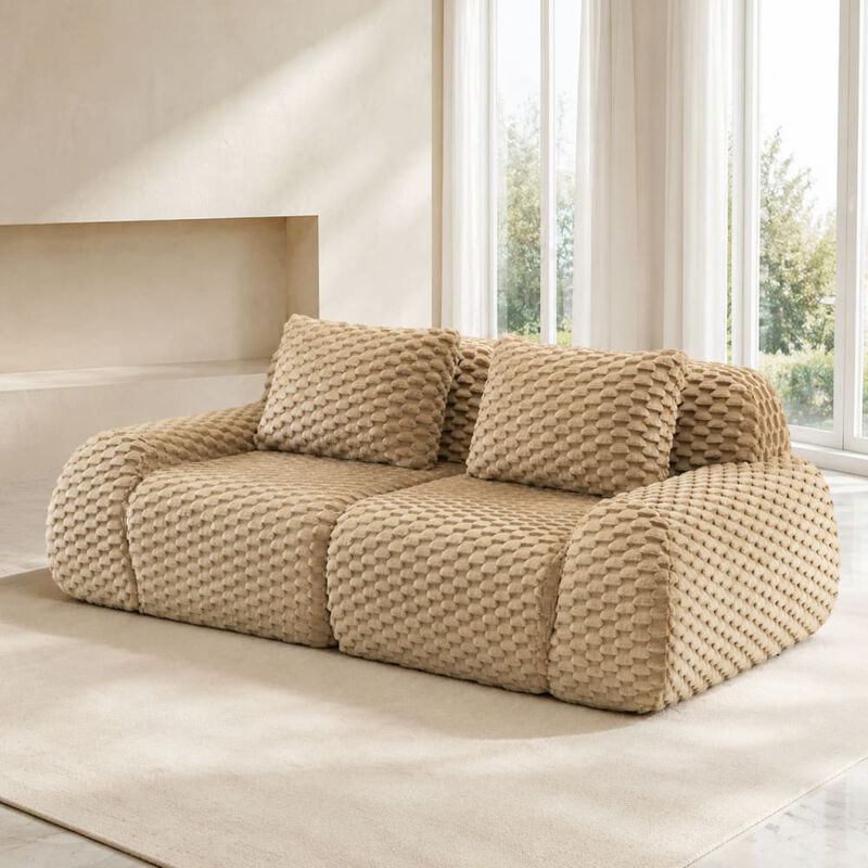 GOODSILO Modern Modular Sectional Sofa with Deep Seat, Flannelette Fabric, Curved Armrest, Anti-Slip Boneless Couch image number 3