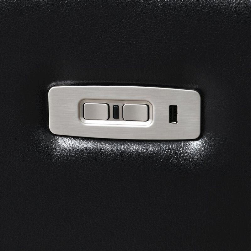 New Classic Furniture Orion II Faux Leather Power Sofa, Black