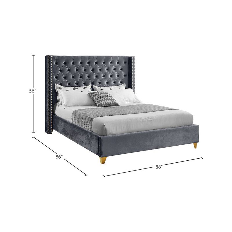 Meridian Furniture Barolo Grey Velvet King Bed