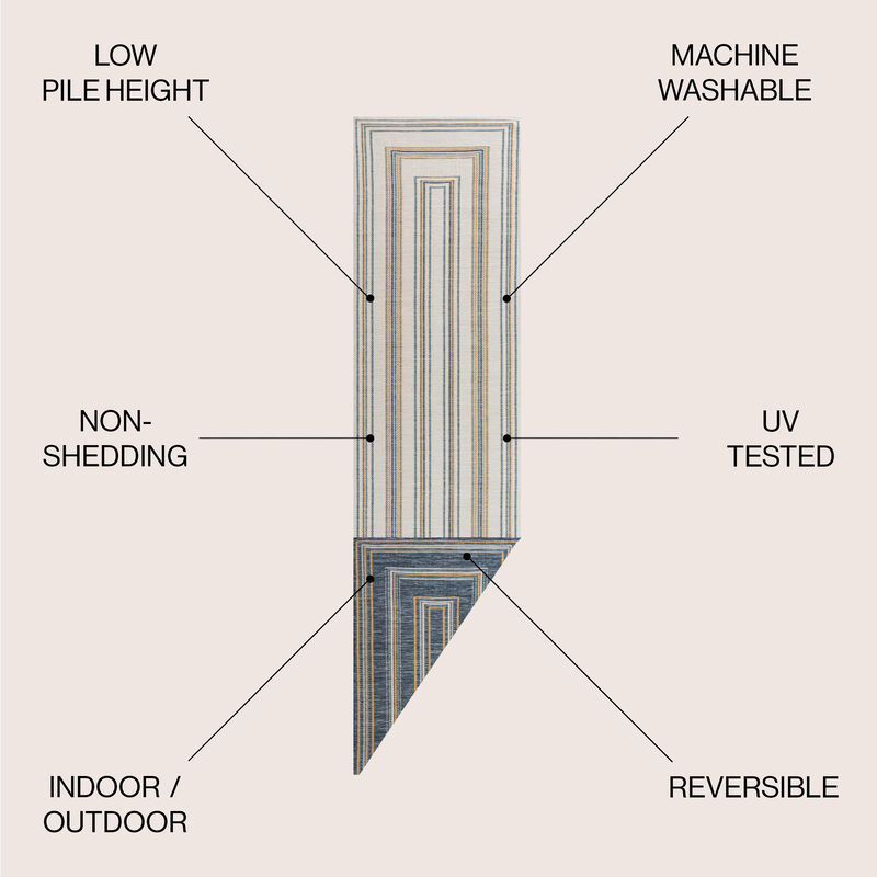 Argo Classic Nautical Mitre Stripe Reversible Machine-Washable Indoor/Outdoor Area Rug