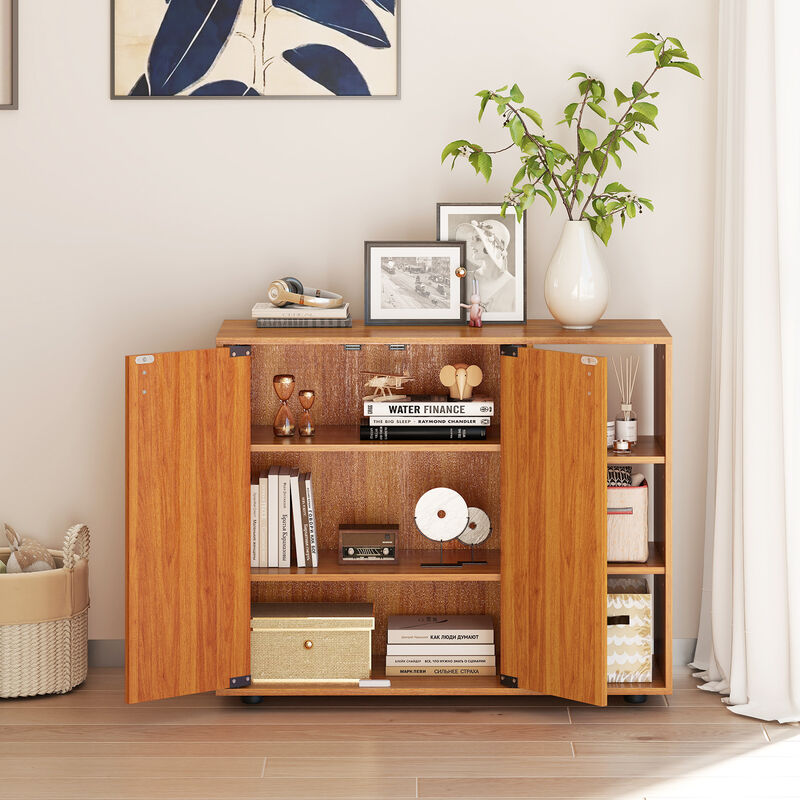 Entryway 3-Tier Shoe Cabinet with Doors and Customizable Open Shelves image number 7