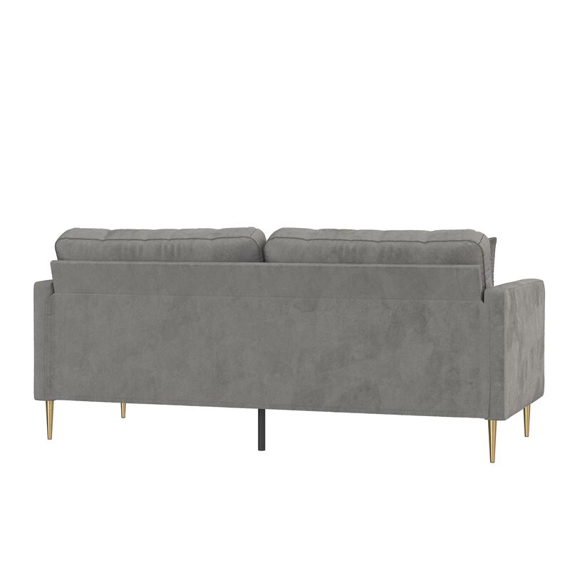 CosmoLiving by Cosmopolitan Highland 72" Velvet Sofa with Matching Pillows, Gray