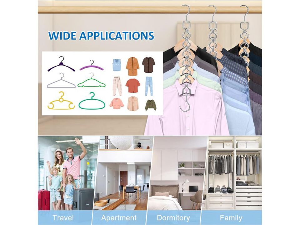 Space Saving Hangers For Clothes 6 Pack, Sturdy Metal Hangers Heavy Duty Magic